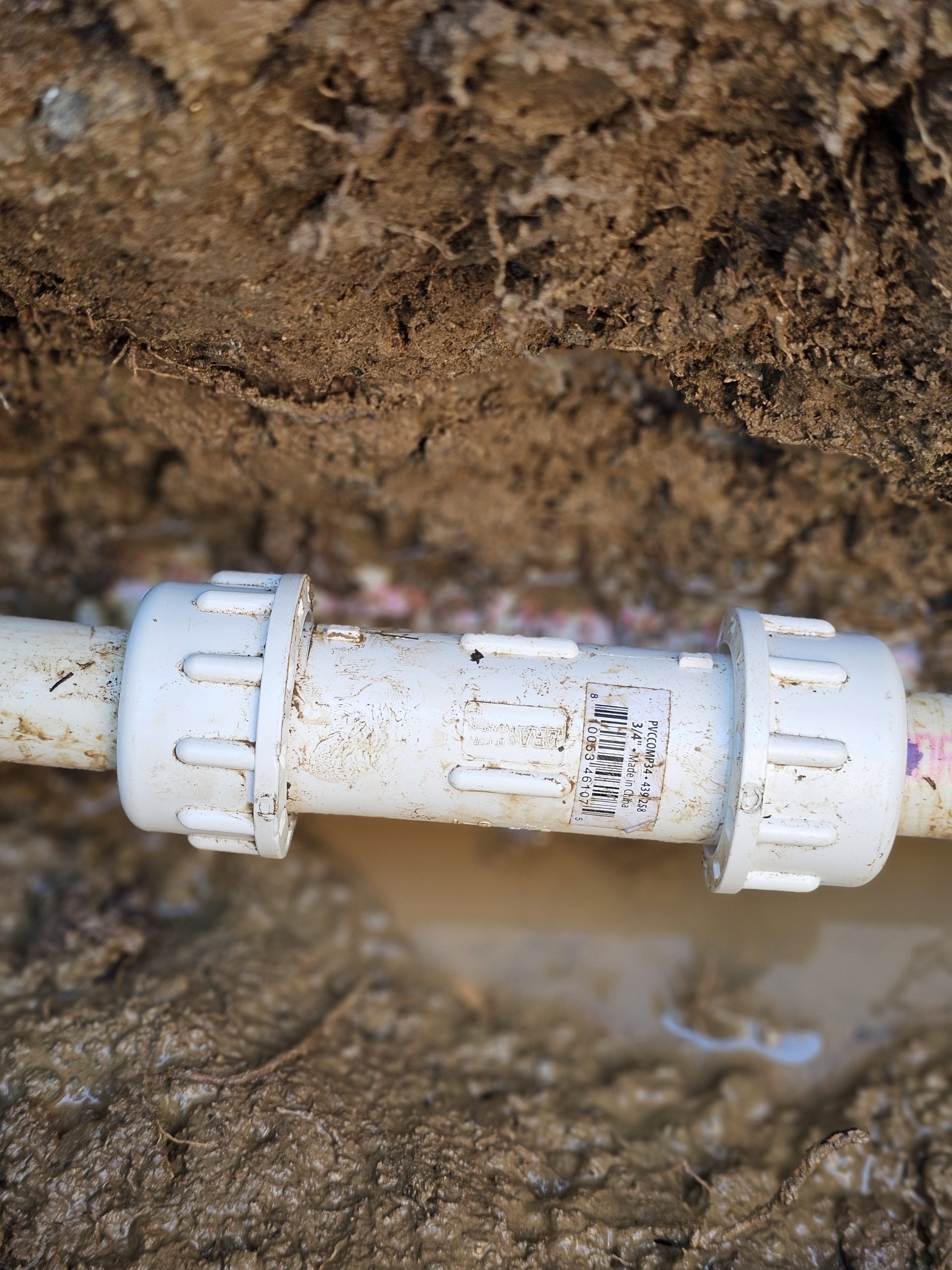 Compression coupling fittings used to repair PVC pipe